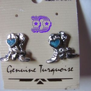 GENUINE TURQUOISE COWBOY BOOTS WITH HEART BRAND NE